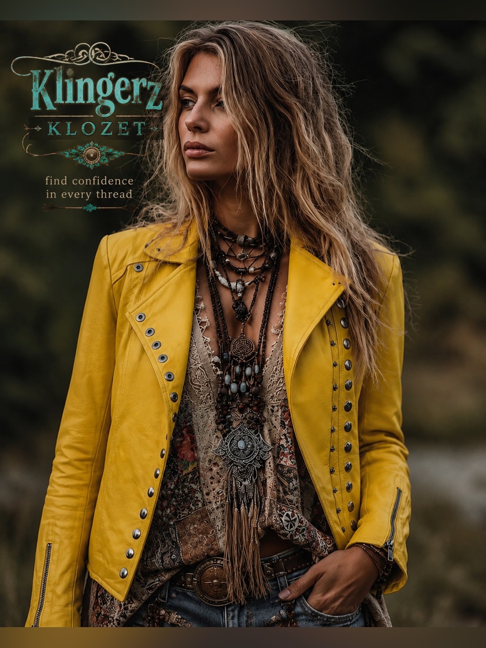 B. FOR Made in Italy Genuine Leather Studded Jacket | Bright Yellow